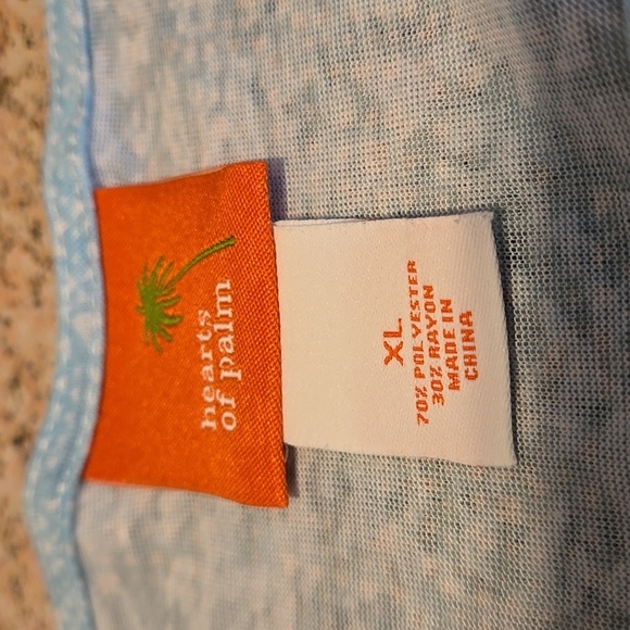 ♥️5 for $25♥️ Hearts of Palm Cap-Sleeved Tee Tropical Colors Women size XL - Picture 6 of 10